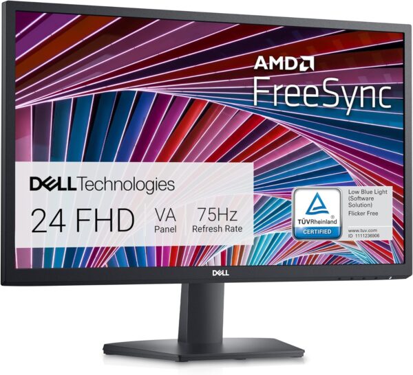 Dell SE2422HX Monitor - 24 inch FHD (1920 x 1080) 169 Ratio with Comfortview (TUV-Certified), 75Hz Refresh Rate, 16.7 Million Colors, Anti-Glare Screen with 3H Hardness, AMD FreeSync- Black